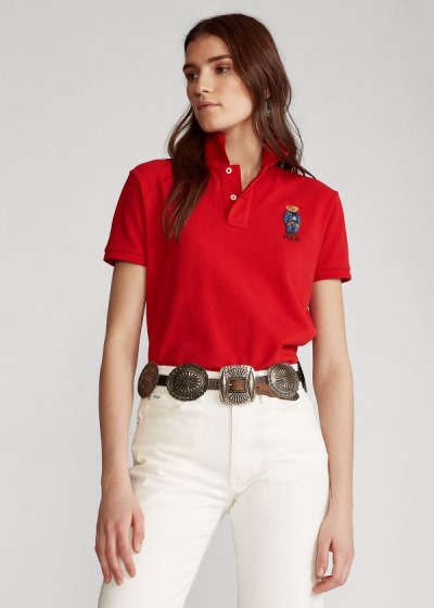 Camisa Polo Polo Ralph Lauren Mujer Rojos - Classic Fit Bear - BWPXH4605